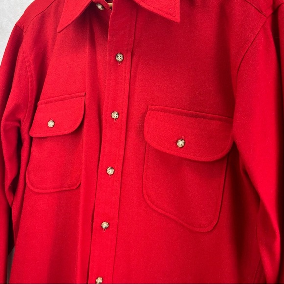 Vintage Pendleton Shirt Mens Med Red Button Up Loop Collar Pure Wool *Sm Flaws* - Picture 4 of 13